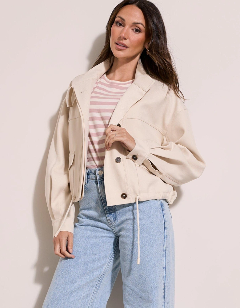 Cropped Trench Jacket - Cream