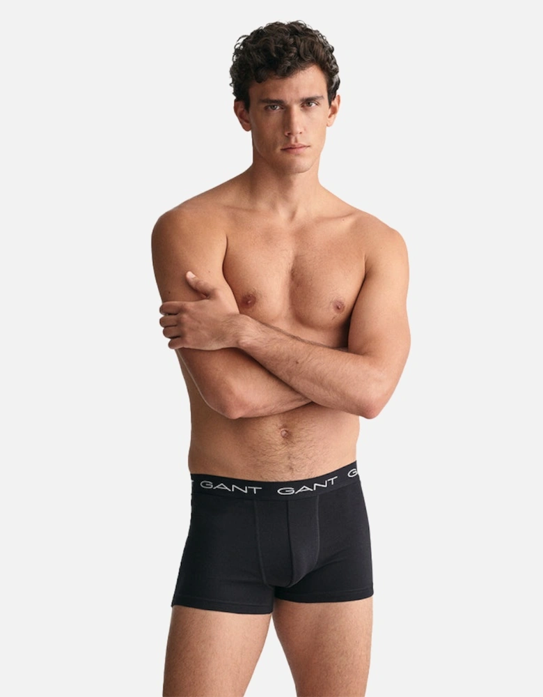 5-Pack Logo Waistband Boxer Trunks, Black