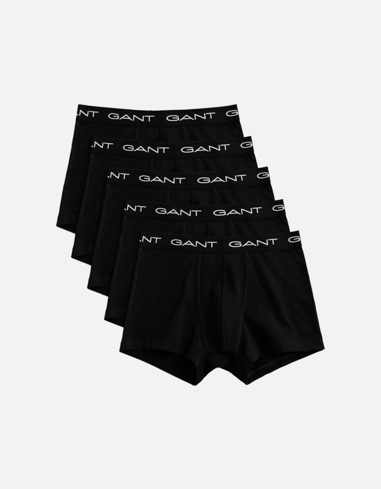 5-Pack Logo Waistband Boxer Trunks, Black