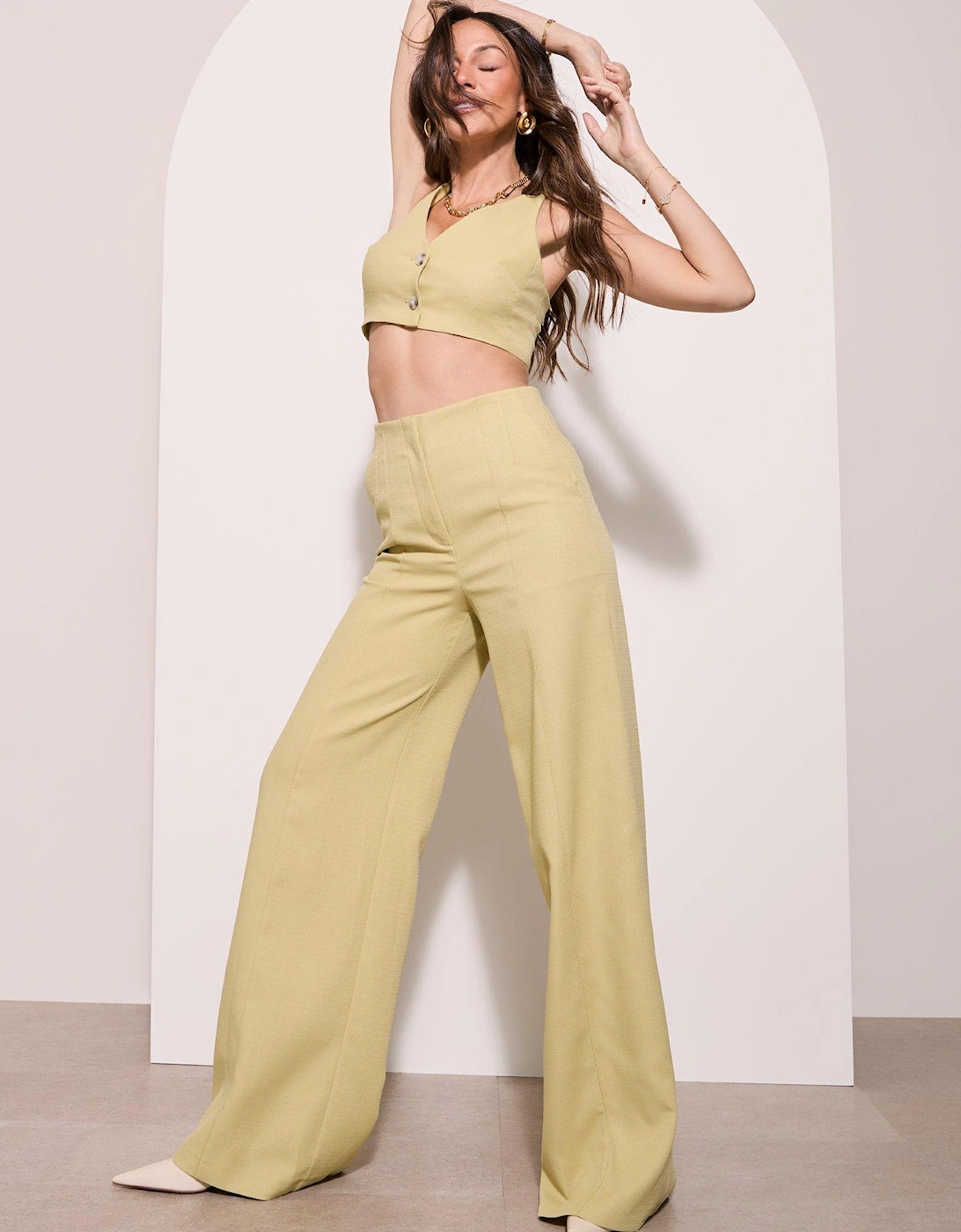 Premium 3 Piece Set Wide Leg Trousers - Green, 4 of 3