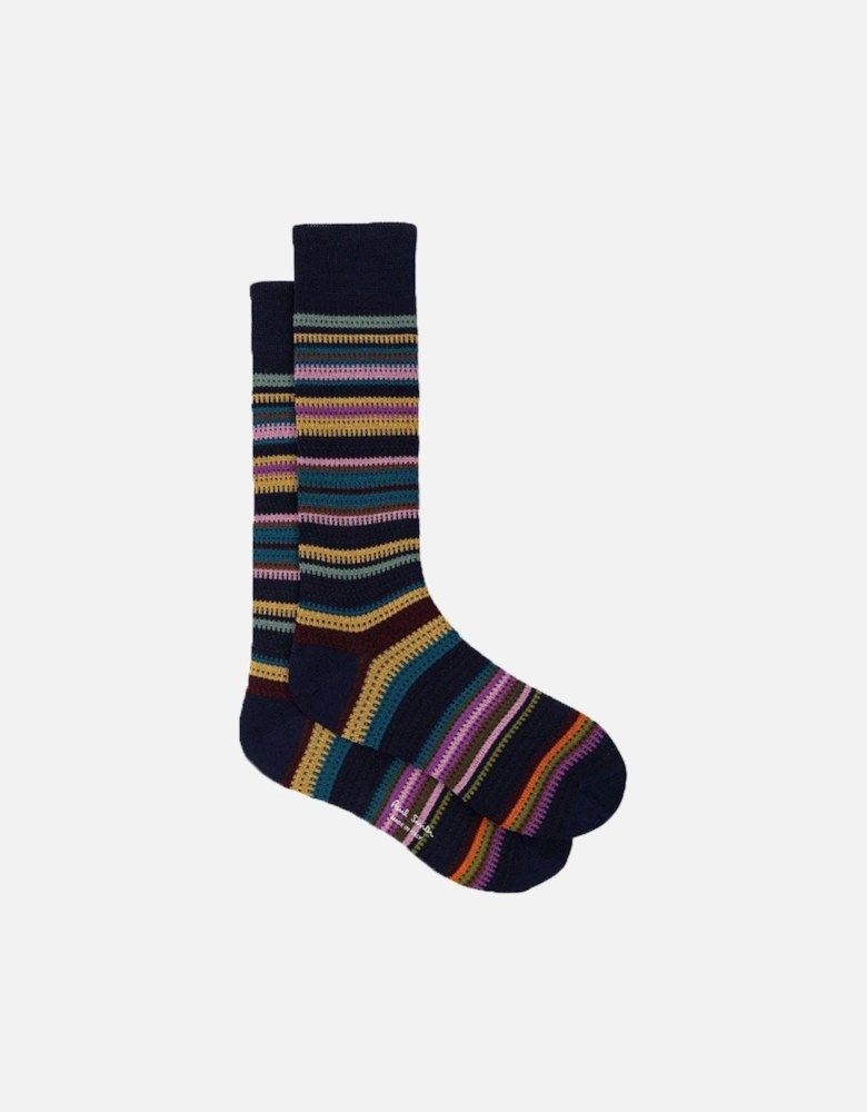 Harvey Stripe Socks, Blue
