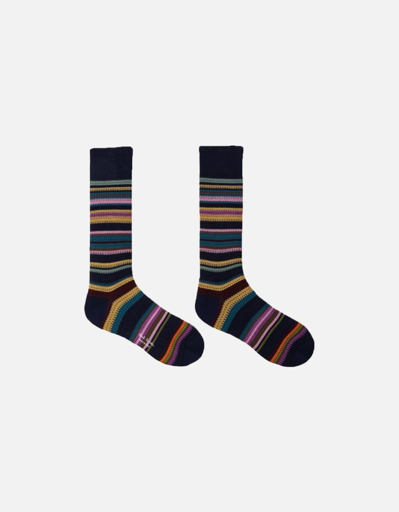 Harvey Stripe Socks, Blue