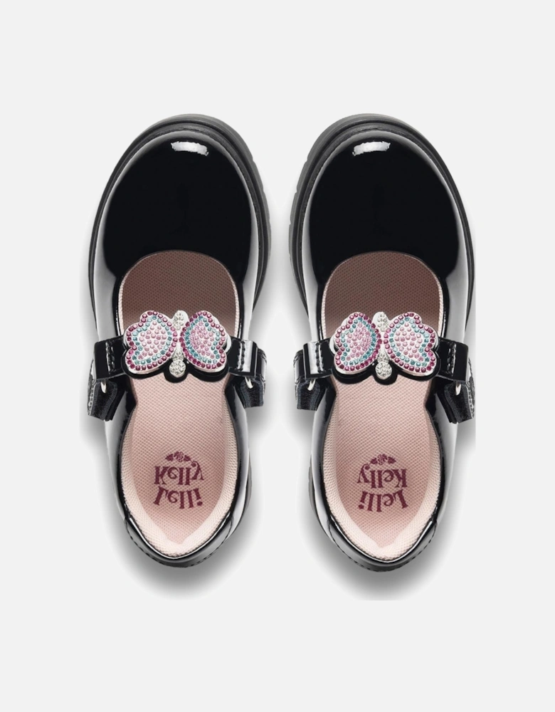 Black Luna Butterfly School Shoes