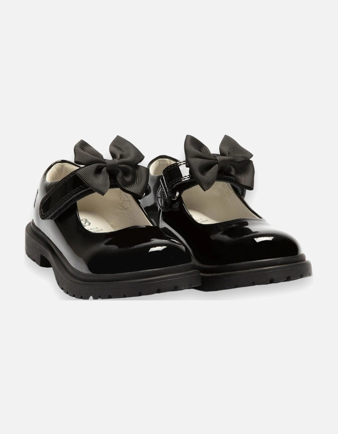 Black Masie Bow School Shoes