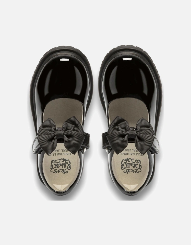 Black Masie Bow School Shoes