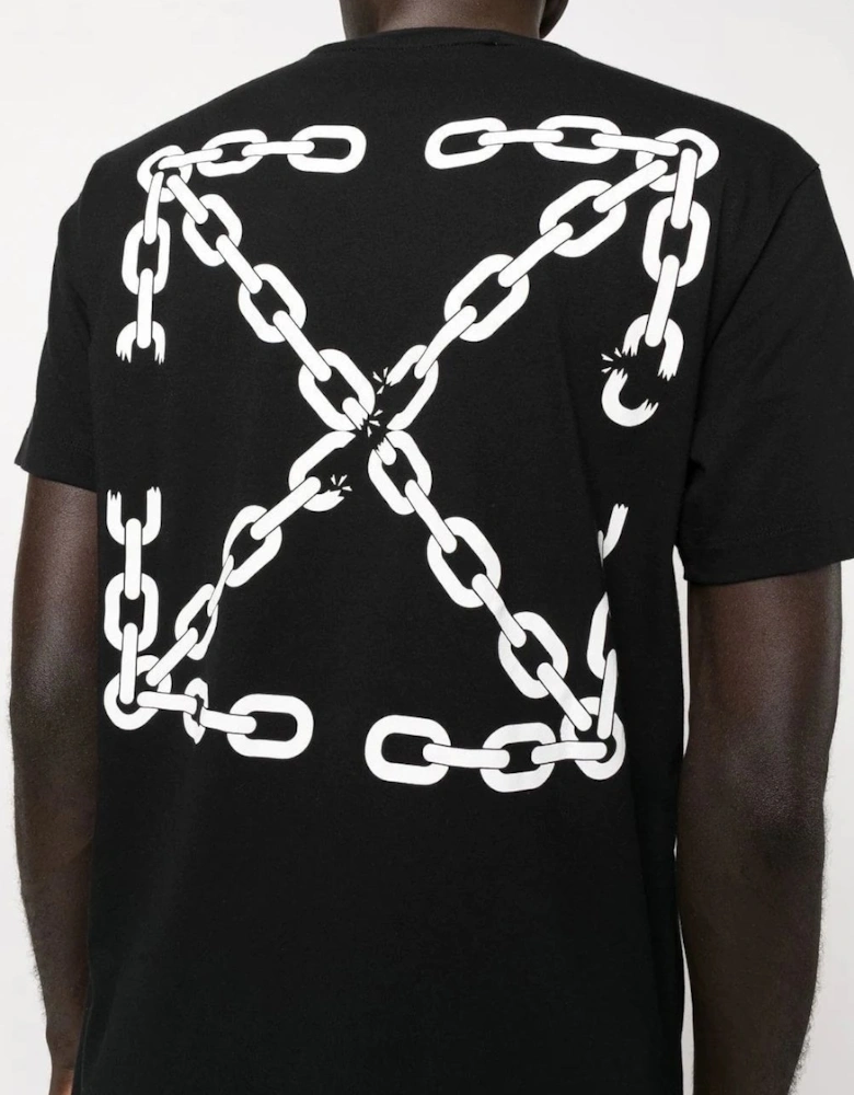 Chain Arrow Logo Printed T-Shirt in Black