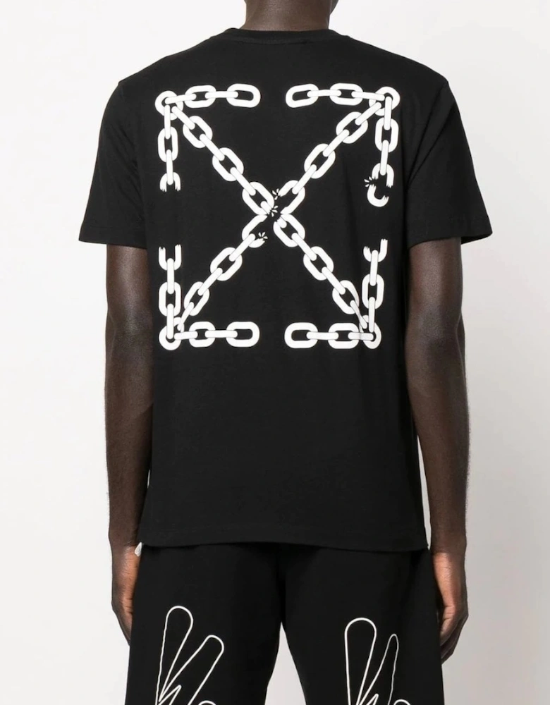 Chain Arrow Logo Printed T-Shirt in Black