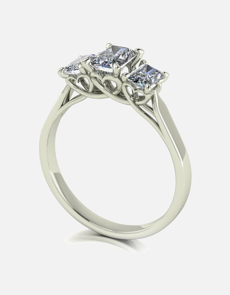 Lady Lynsey L 'Amour 9ct White Gold 1.35ct Total Radiant Cut Trilogy Ring