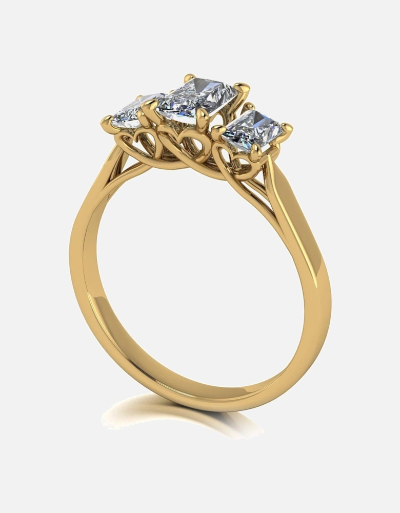 Lady Lynsey L 'Amour 9ct Gold 1.35ct Total Radiant Cut Trilogy Ring