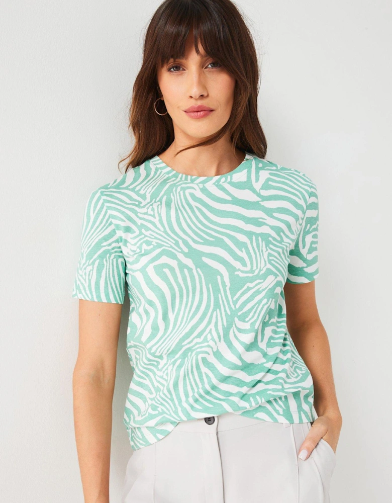 The Essential Printed Crew Neck T-shirt - Green/White