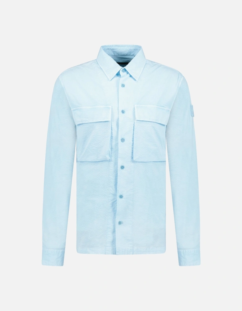 Button-Up Mineral Caster Overshirt Jacket Skyline Blue