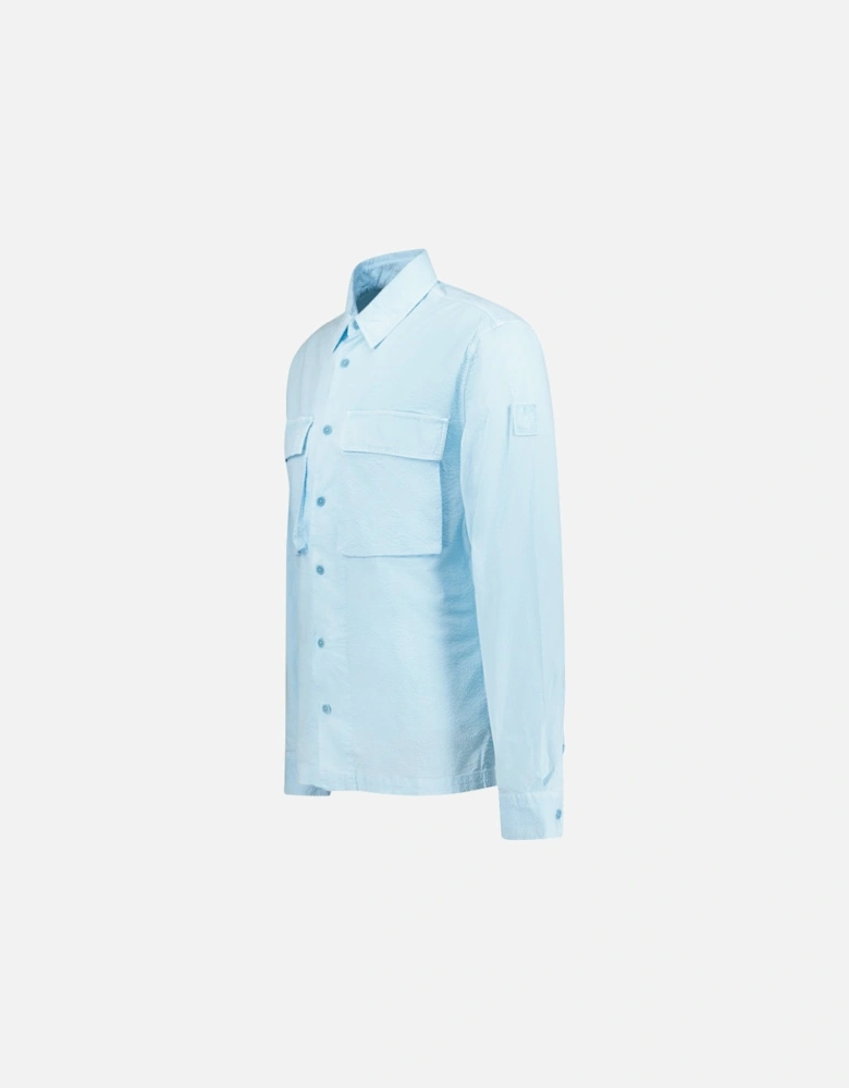 Button-Up Mineral Caster Overshirt Jacket Skyline Blue