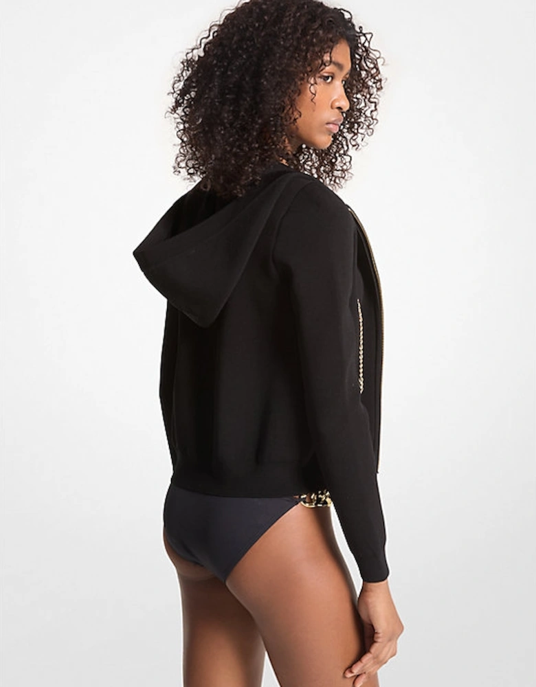 Stretch Viscose Chain Zip-Up Hoodie