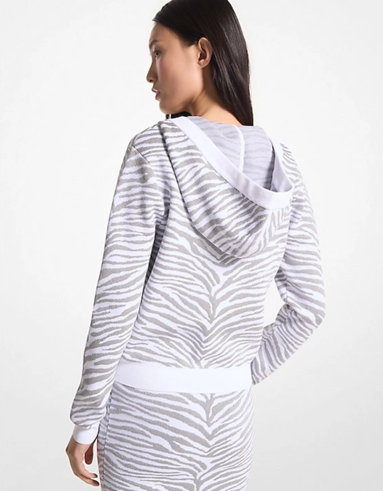 Metallic Zebra Jacquard Zip-Up Hoodie