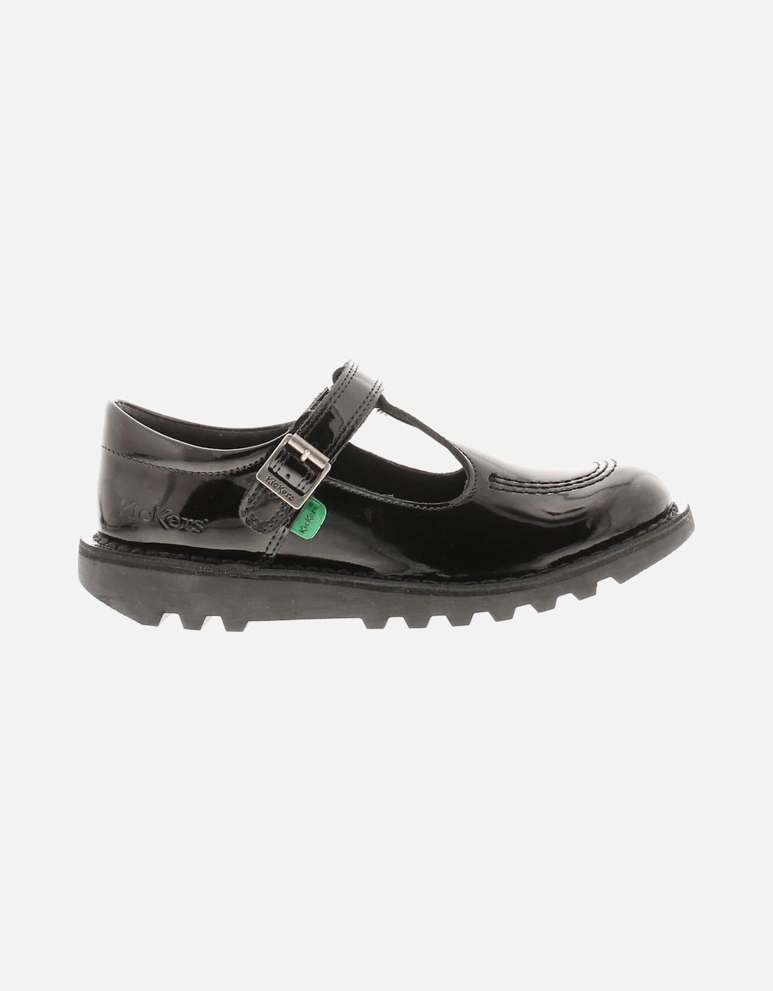 Girls School Shoes Kick T Bar Leather Hook and loop black UK Size