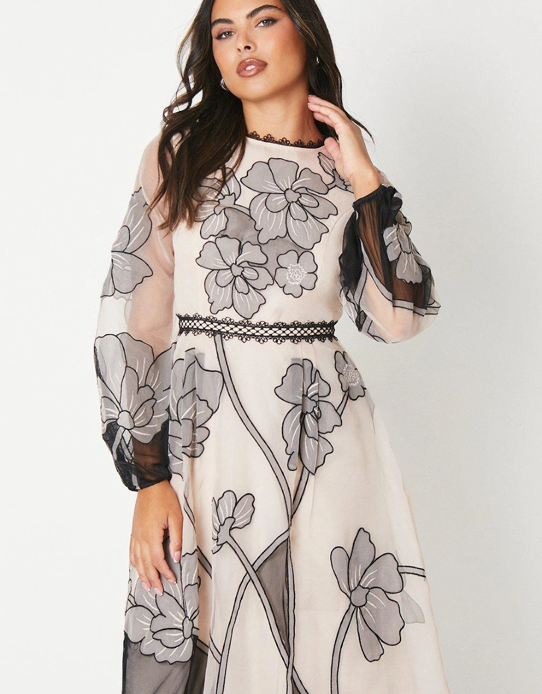 Premium Applique And Embroidered Midi Dress