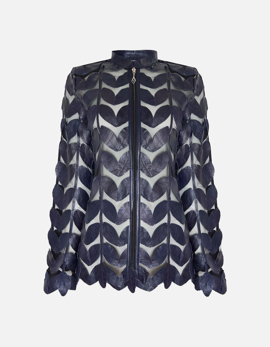 Leather Leaf Sheer Jacket Navy