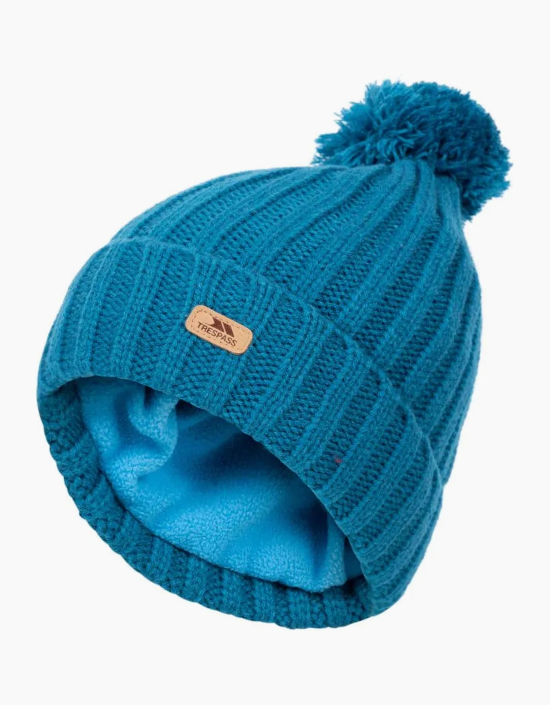 Trespass Men's Blue/Blue Adults Thorns Fleece Lined Bobble Hat - Size: One Size