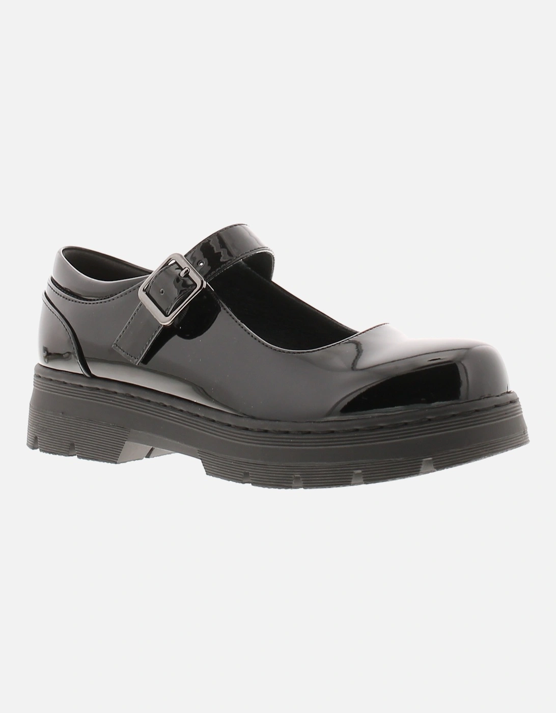 Womens Shoes Work School Jenny Buckle black patent UK Size, 6 of 5