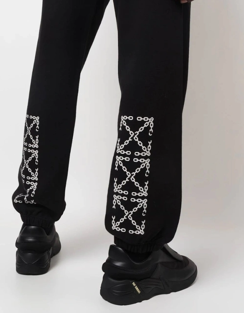 Chain Arrows Printed Joggers in Black