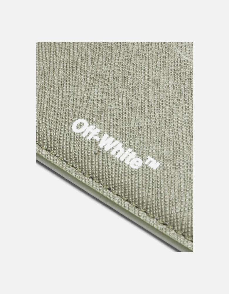 Striped Logo Card Holder in Military White Khaki