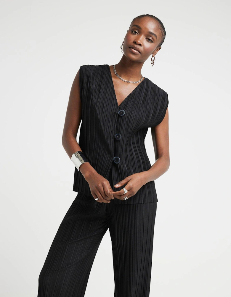 Plisse Waistcoat - Black