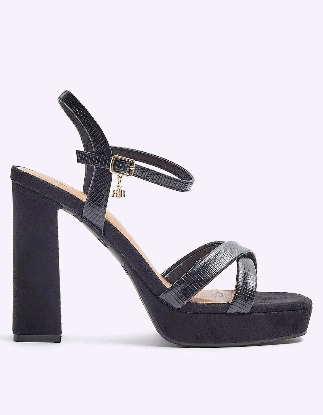 Platform Cross Detail Heels - Black, 7 of 6