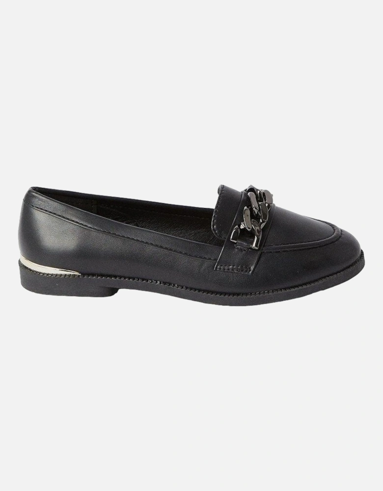 Womens/Ladies Leila Chain Patent PU Loafers