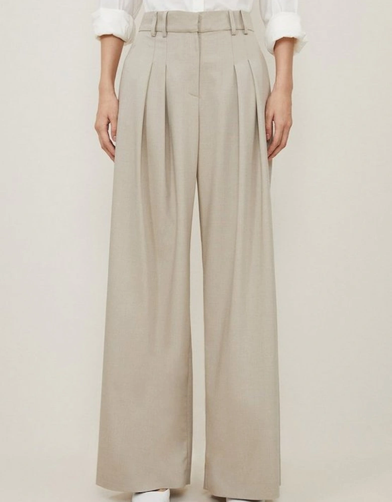 Tailored Pleated Wide Leg Trousers