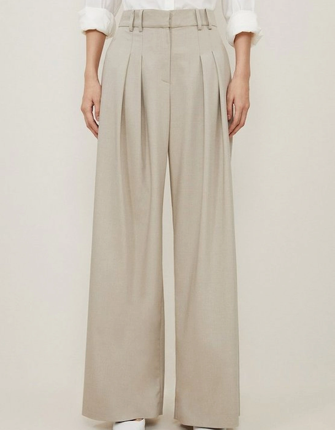 Tailored Pleated Wide Leg Trousers