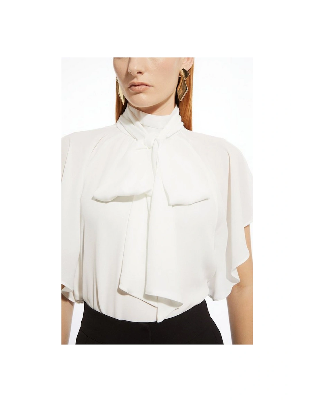 Pussy Bow Tie Woven Georgette Blouse