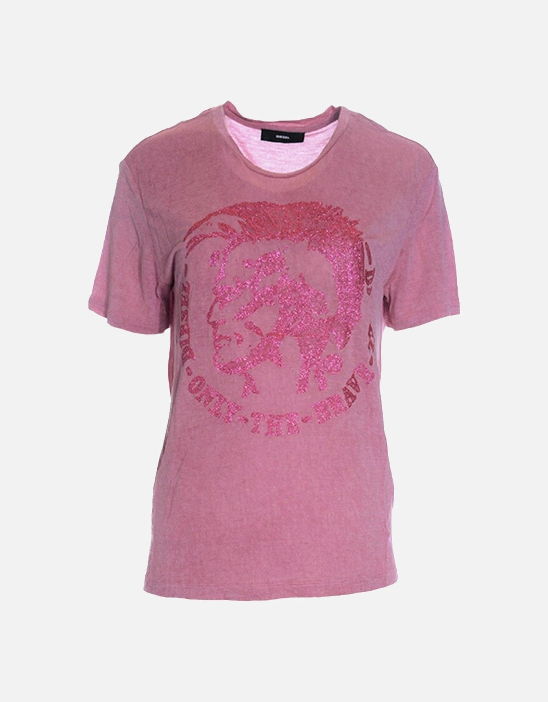 Women's DIESEL T MORI Womens T Shirt Crew Neck Short Sleeve Casual Summer Cotton Top NEW - Pink - Size: 6