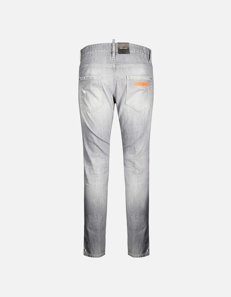 Skinny Dan Faded Grey Paint Splatter Effect Jeans