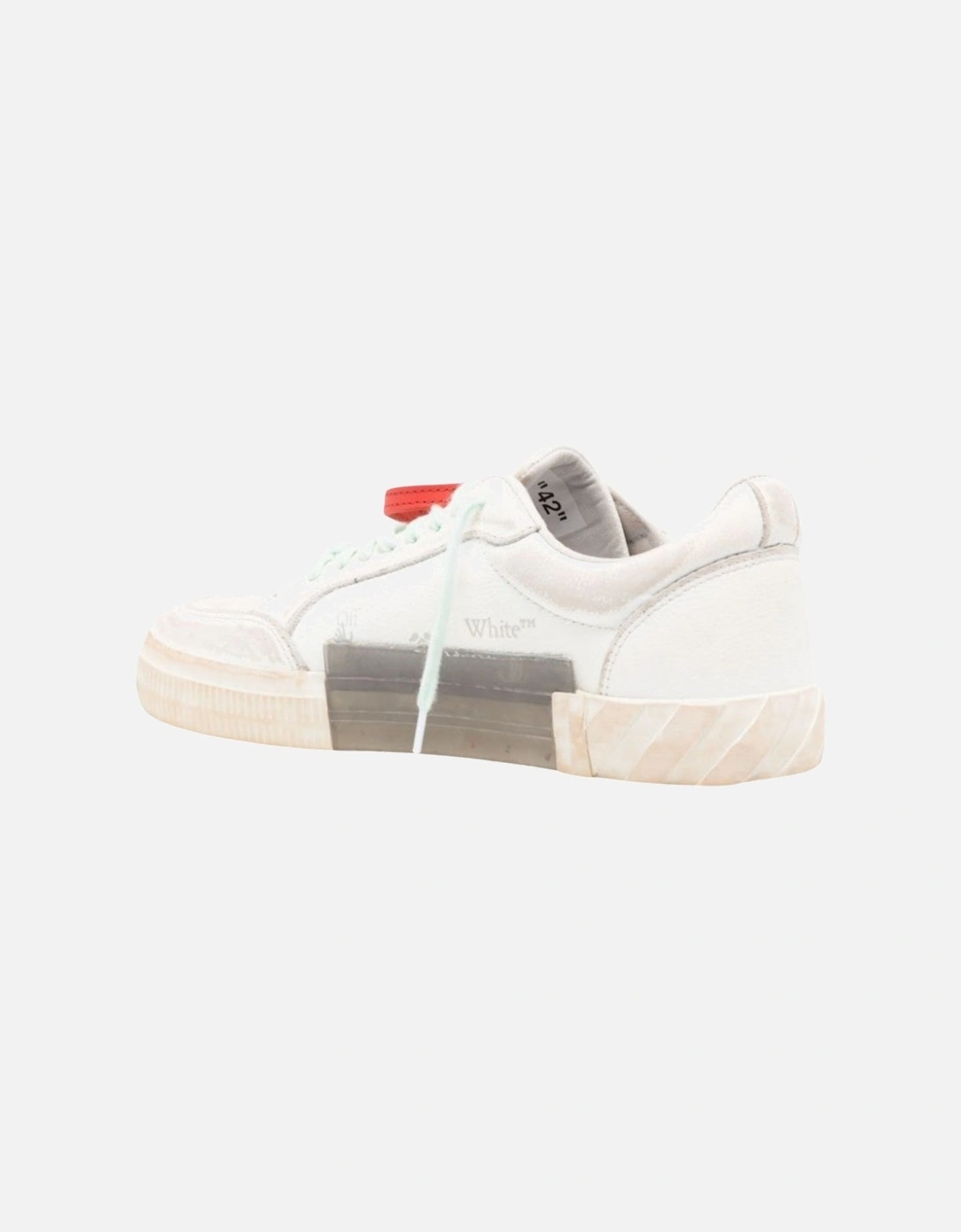 Off White Low Vulcaniized Distressed White Leather Sneakers