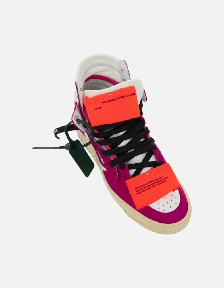 Off White Off Court 3 0 Fuchsia High Top Leather Sneakers