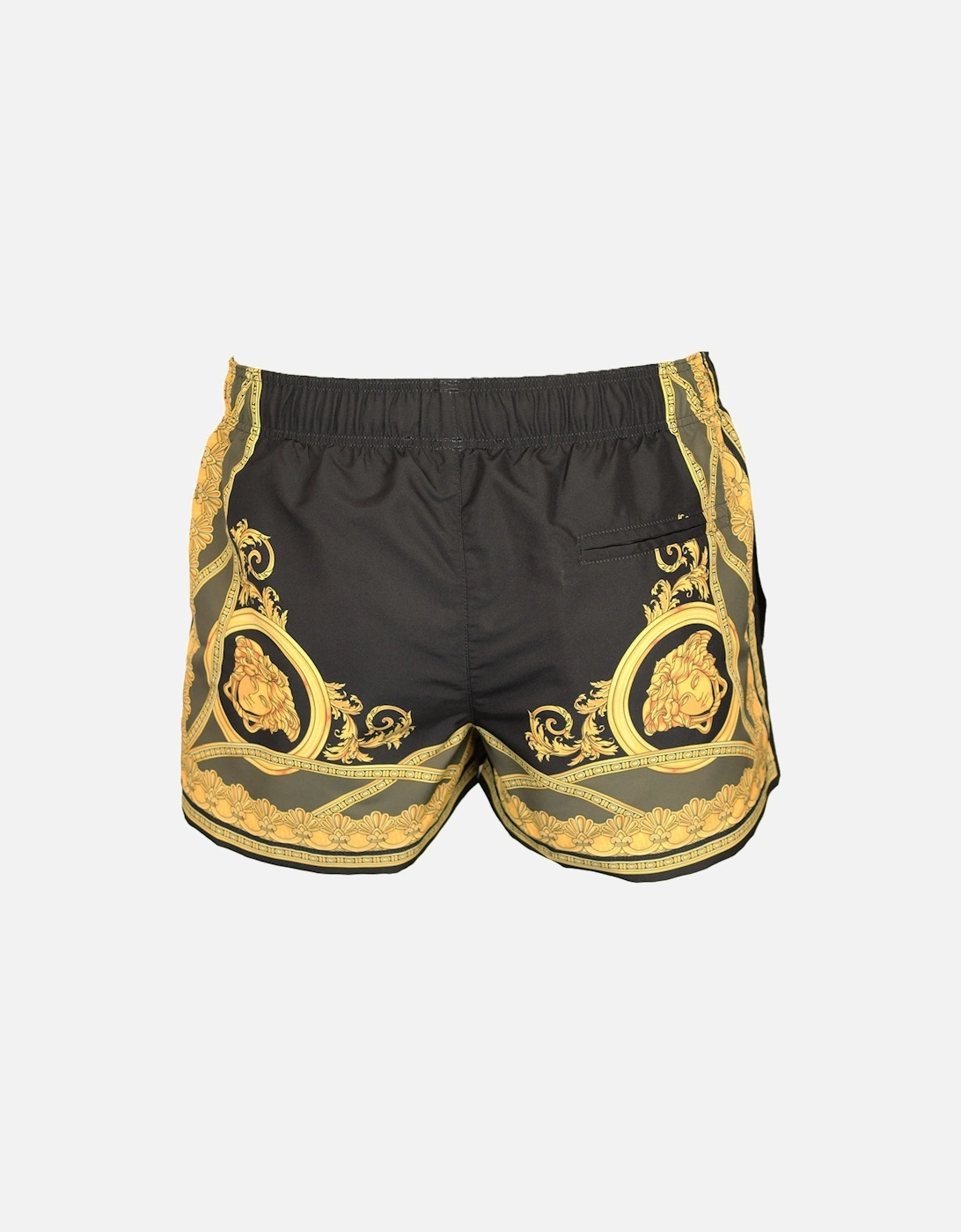 Heritage Print Swim Shorts, Black/Gold