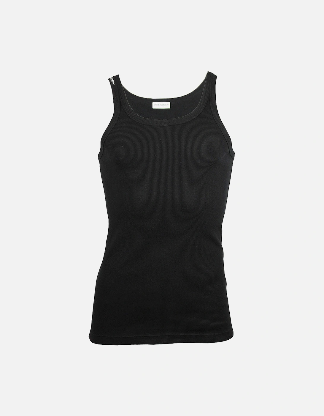 Fine-Rib Cotton Tank Top Vest, Black, 3 of 2