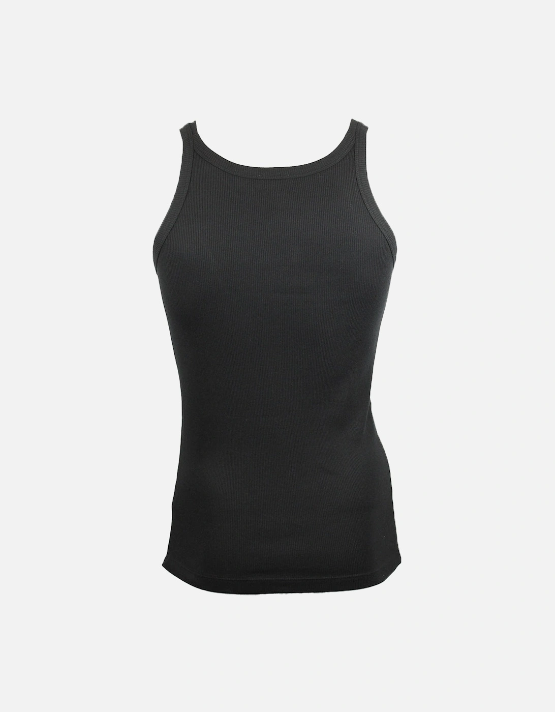 Fine-Rib Cotton Tank Top Vest, Black