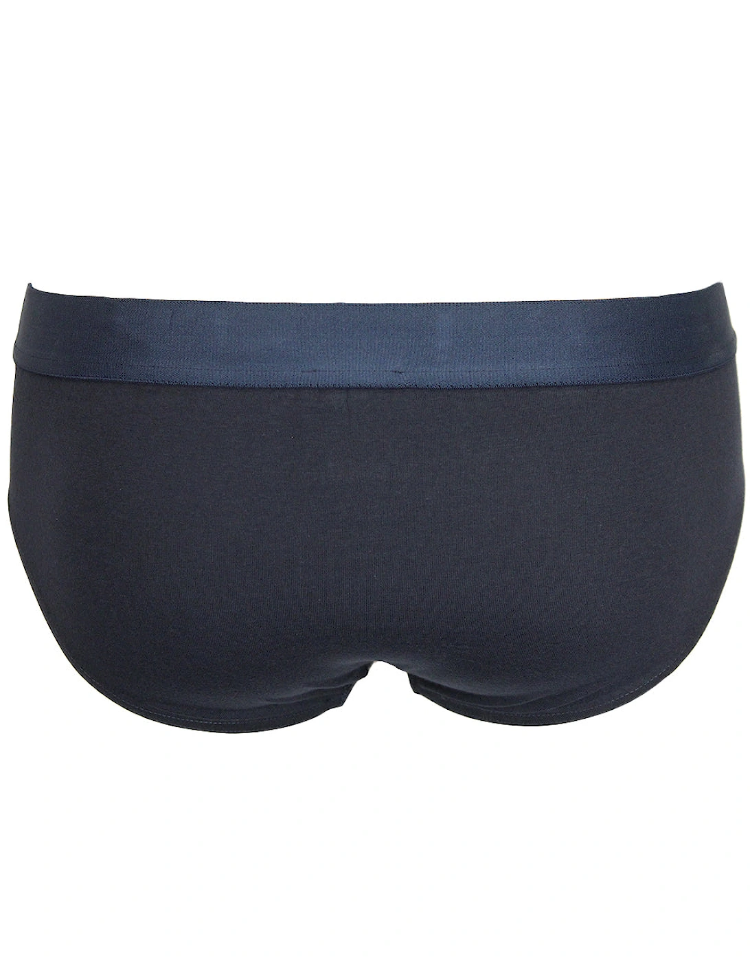 Stretch Cotton Mid-Rise Briefs With Crest, Navy Blue