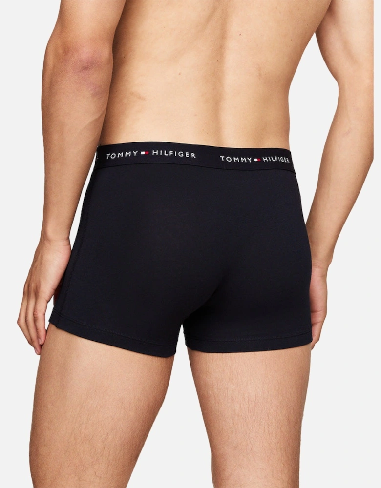 3-Pack Signature Cotton Boxer Trunks, Navy/Turquoise/Orange