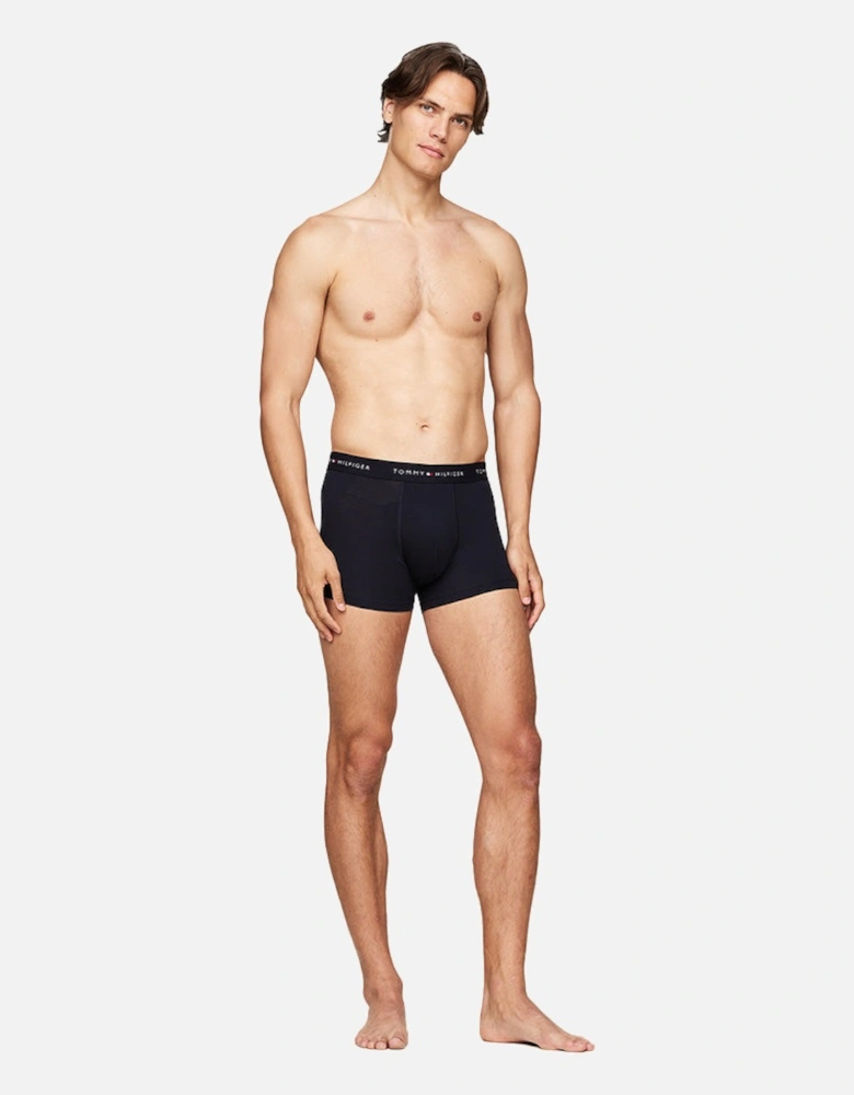 3-Pack Signature Cotton Boxer Trunks, Navy/Turquoise/Orange