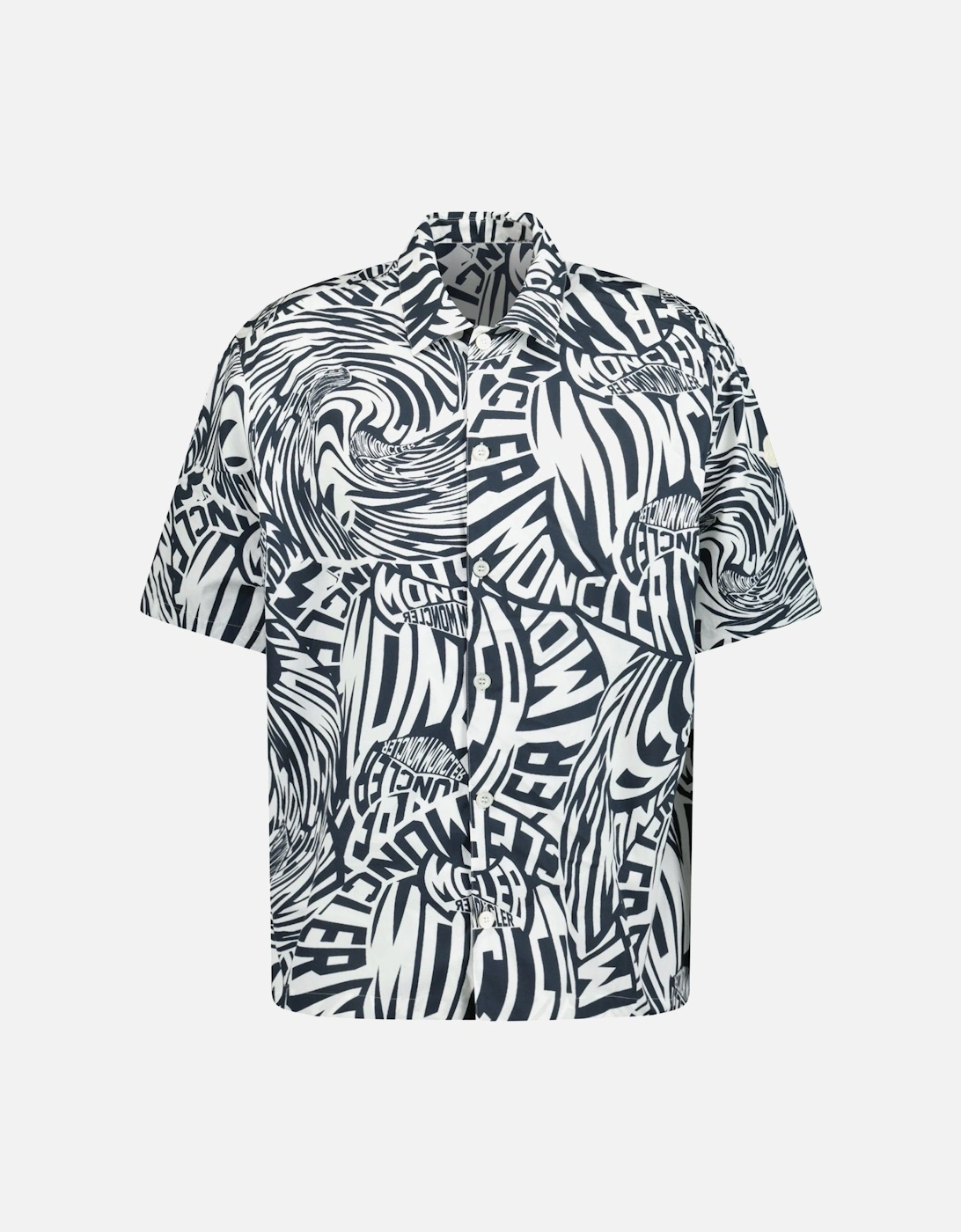 Stamp Print Button Shirt Black & White, 4 of 3