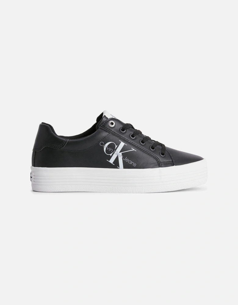 Monogram Leather Trainers - Black