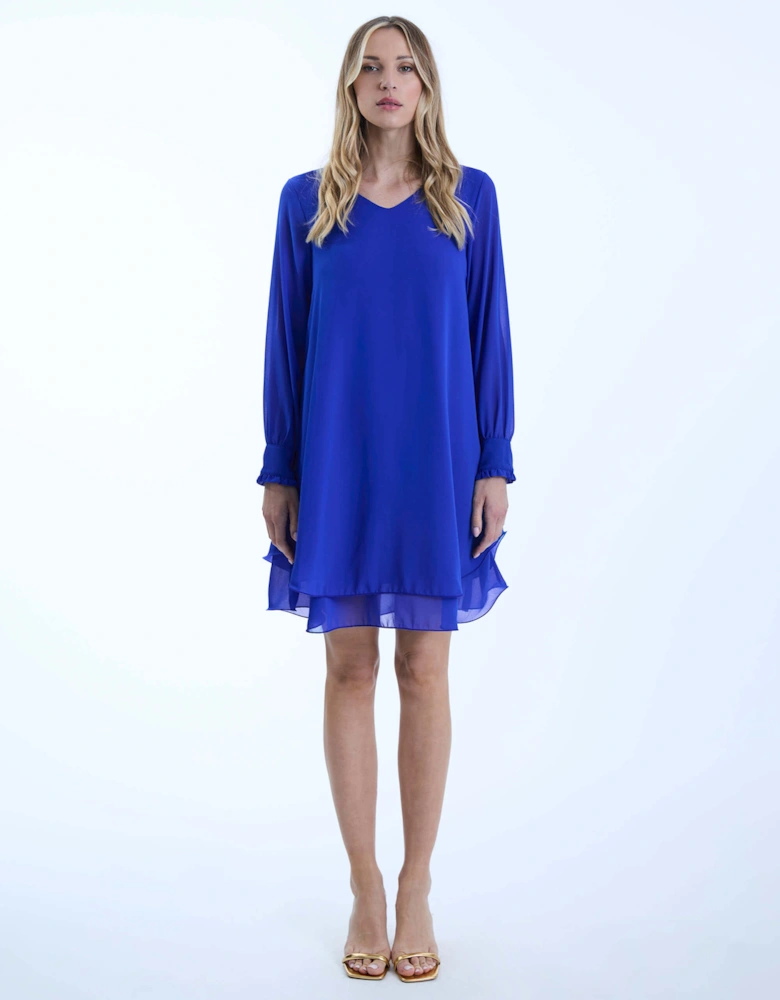 Long Sleeve Royal Wave Hem Dress