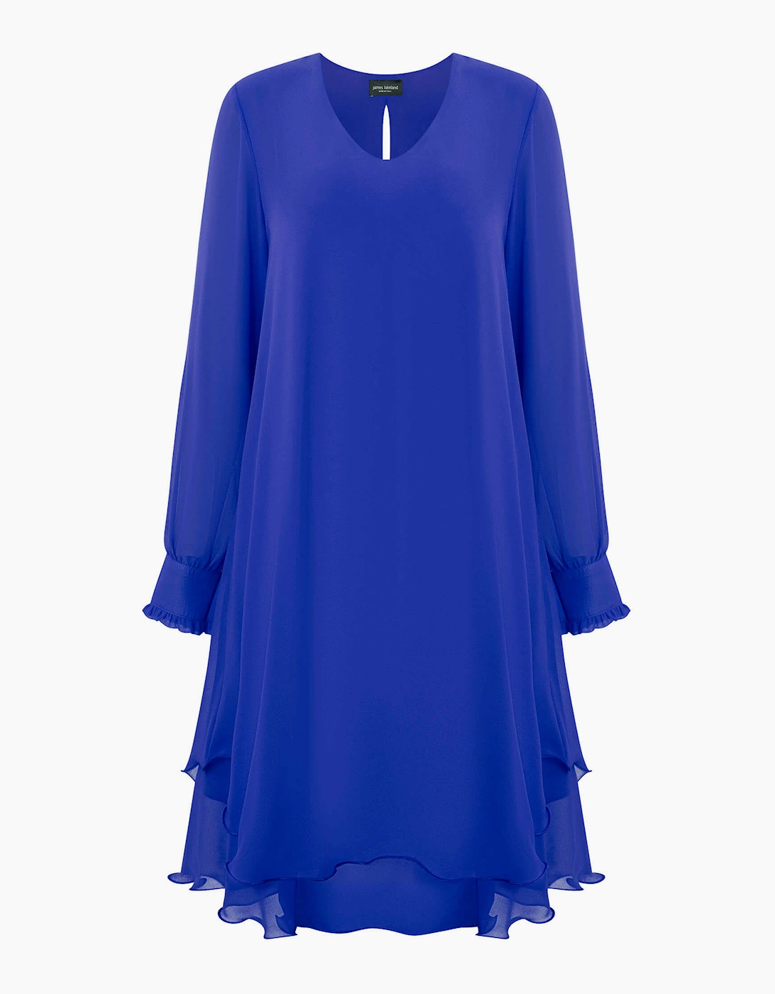James Lakeland Women's Long Sleeve Royal Wave Hem Dress - Blue - Size: 10/8