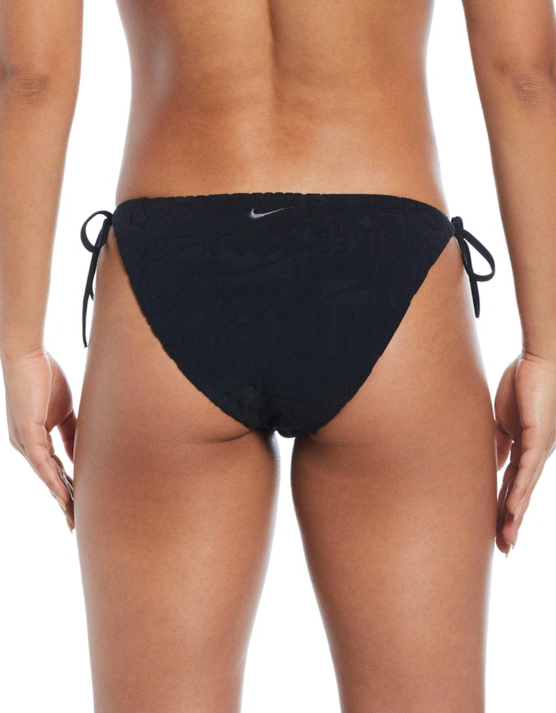 Women's Retro Flow Icon Terry Bikini Bottom-Black