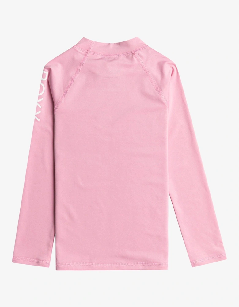 Girls Long Sleeve Rashguard With Upf 50 Sun Protection - Pink