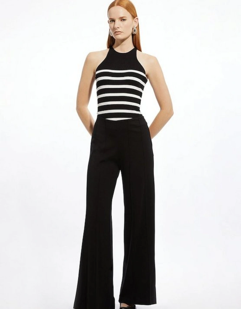 Tailored Ponte Slim Flare Leg Trousers