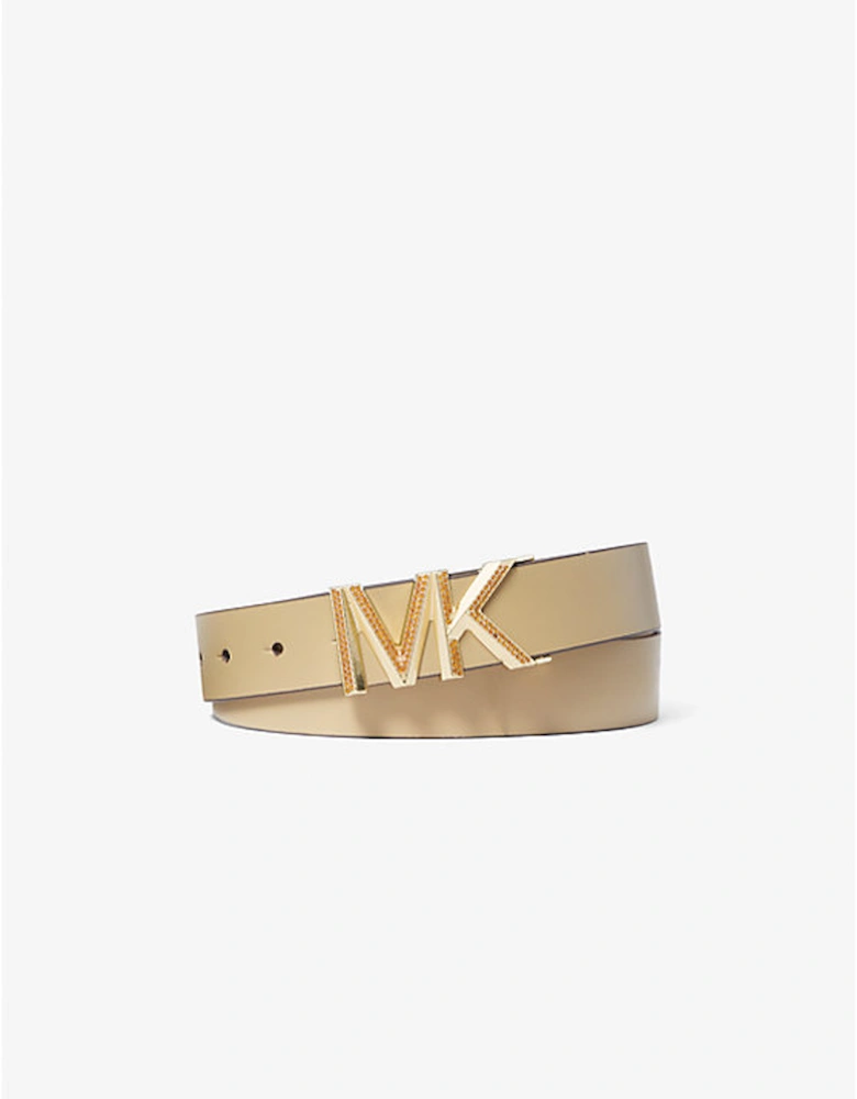 Pavé Logo Embellished Leather Waist Belt