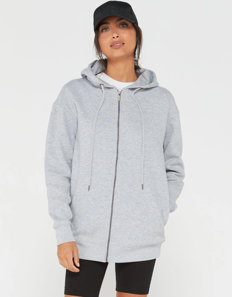 The Essential Oversized Zip Through Hoodie - Grey